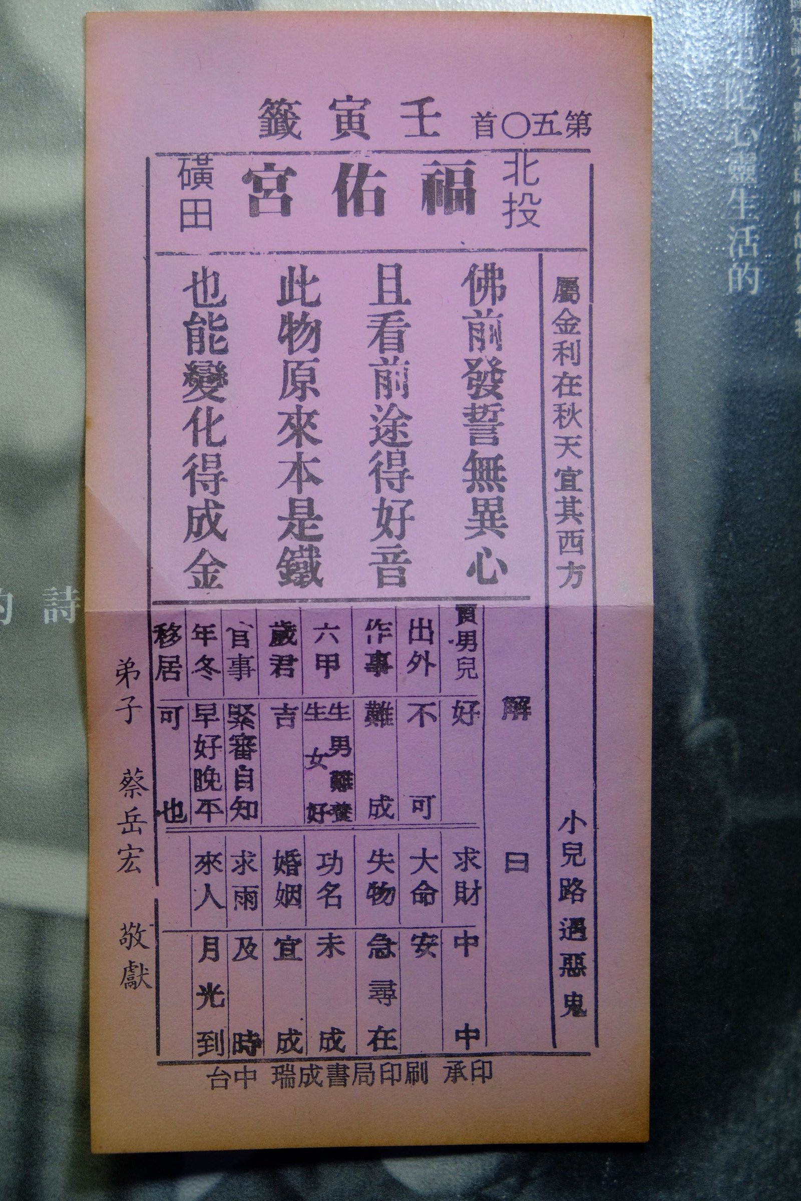 The drawers at Beitou HuangTian FuYou Temple. Each one holds a numbered poem, and the poem is where the answer is supposed to be. Photo by Taiwankengo, CC BY-SA 4.0, via Wikimedia Commons.